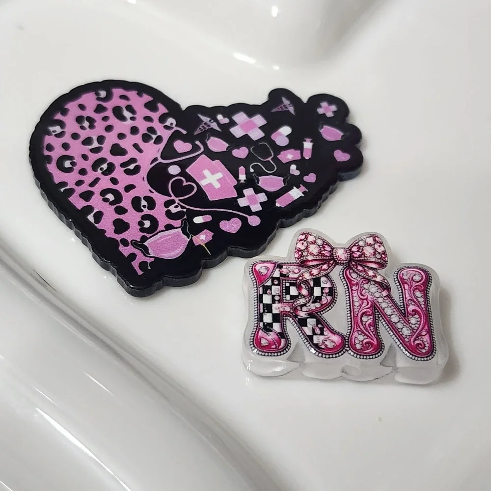 RN Flatback Focal Bead Badge Keychain Jewelry Making Crafts Flats Nurse Acrylic